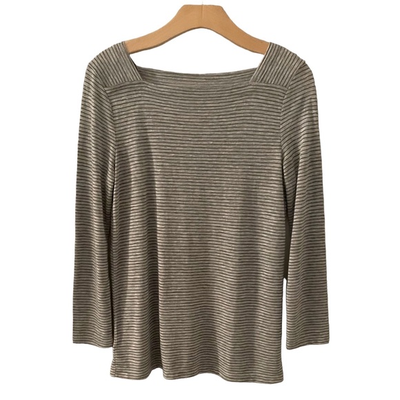 Loft Square Neck Grey Striped Top - Picture 1 of 5